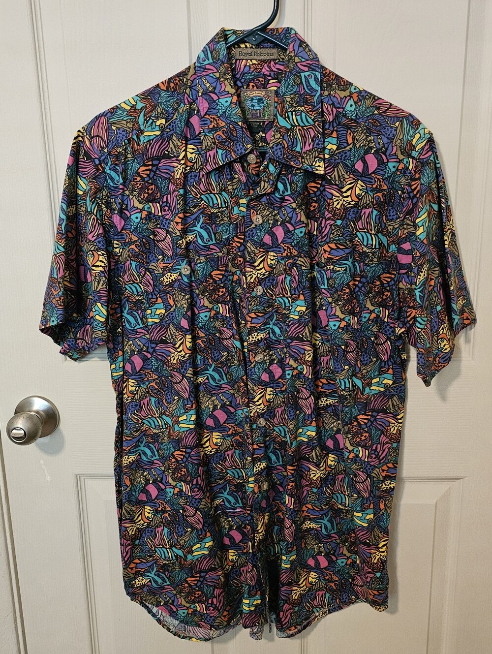Royal Robbins Men's Multicolor Tropical Print Short-Sleeve Shirt - Medium